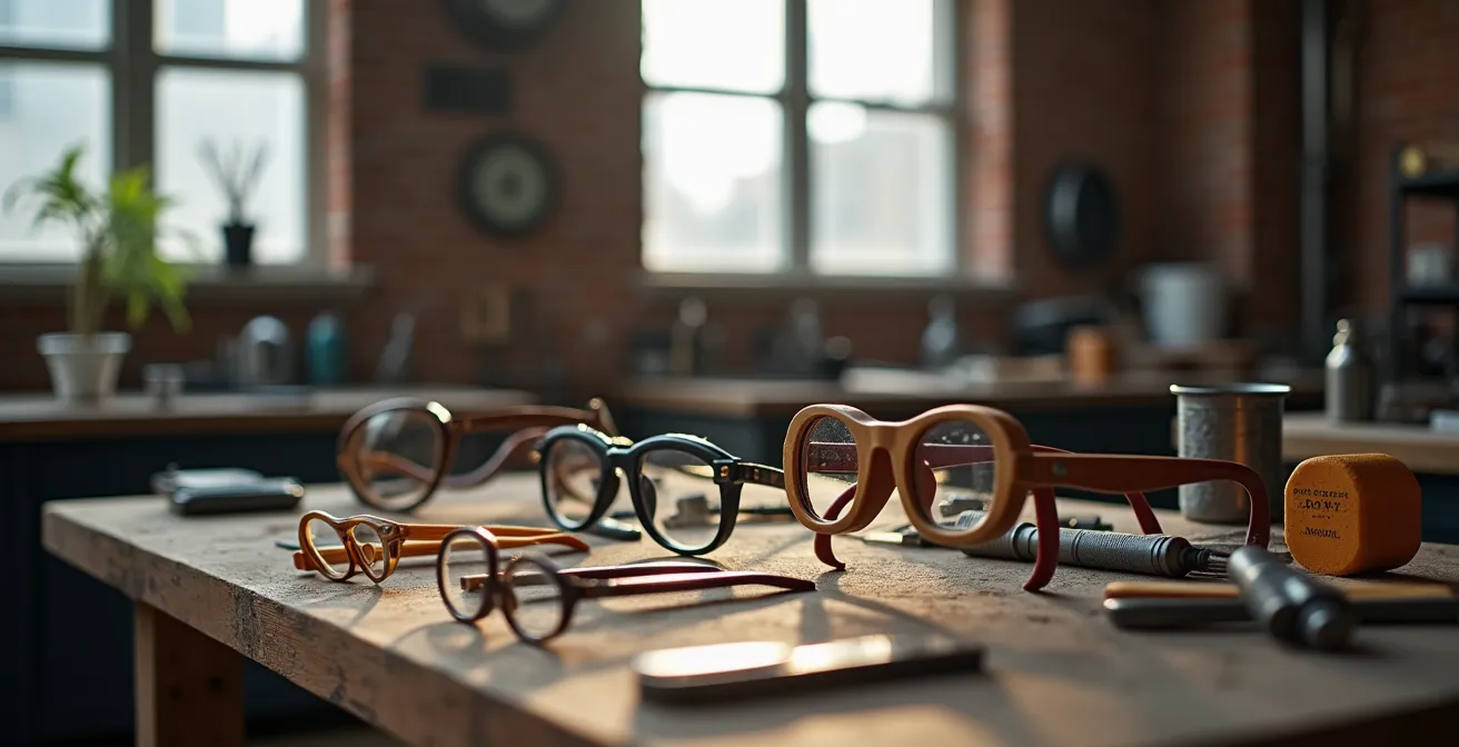 Atelier de fabrication artisanale de lunettes haut de gamme